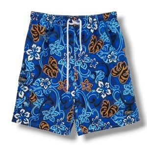 Ocean Pacific OP Sports Men’s Blue Floral Swim Trunks – Size Large